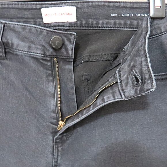 Molly & Isadora Leroy Black Wash Ankle Skinny Jeans Size 16W - Picture 7 of 15